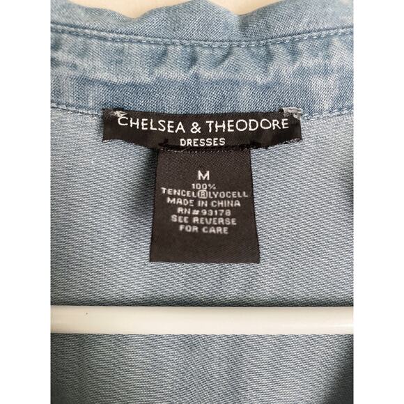 Chelsea + Theodore Chambray Colored Button Down Dress. Size Med.Great condition. - Picture 2 of 5